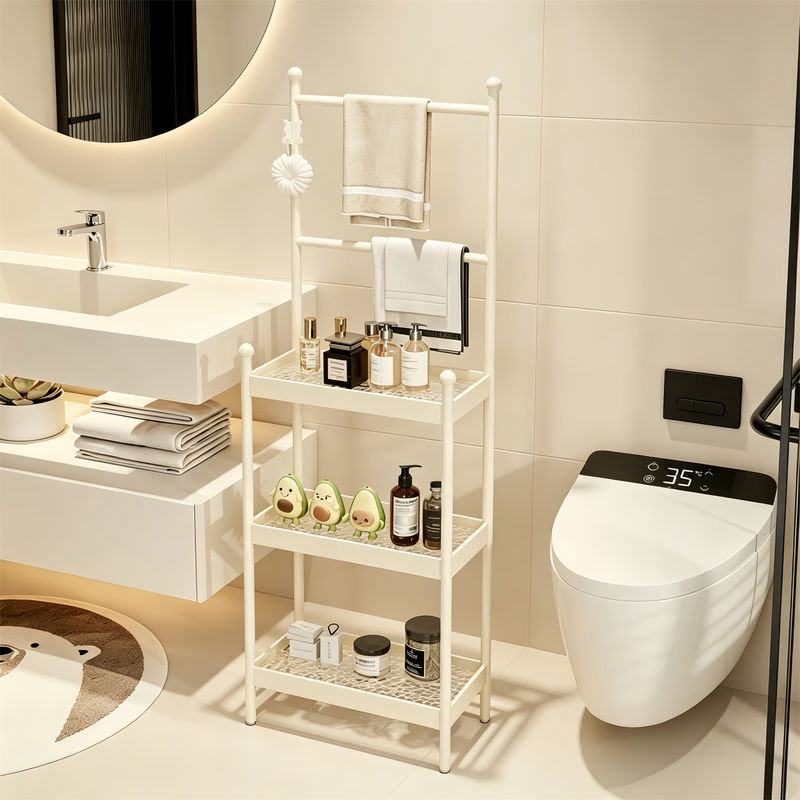 Bathroom Storage Rack, Floor-Standing, Multi-Layer, Toilet, Restroom, Daily Necessities Storage, Bathroom Towel Rack