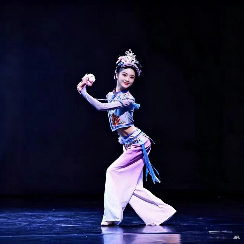 Qiang Ethnic Children's Solo Dance Costumes for Art Exams, New Style Erma Performance Costumes, Qiang Bell Sound Dance Costumes, Ethnic Stage Performance Clothing