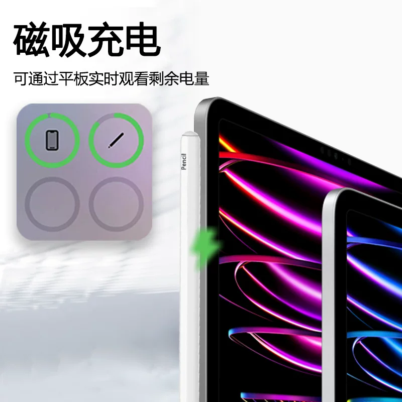 Плоская сенсорная ручка для iPad, совместима с Apple Pencil, стилус, стилус для iPad, 1-го поколения, 2-го поколения, магнитная зарядка, iPencil 2-го поколения, стилус, плоская замена, предотвращает случайное касание