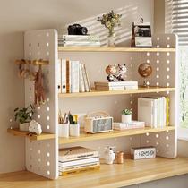 Solid wood desktop hole board storage rack office workstation layered desk storage study small bookcase desk bookshelf