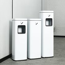 Hotel lobby stainless steel smoking area elevator entrance smoke extinguisher trash can with ashtray floor-standing vertical ash column