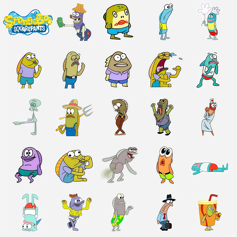 Cartoon Spongebob Squarepants Bikini Bottom Ugly Fish Series Tattoo Stickers Abstract Fun and Funny Student Party Children's Stickers Cartoon Spongebob Squarepants Bikini Bottom Ugly Fish Series Tattoo Stickers Abstract Fun and Funny Student Party Children's Stickers