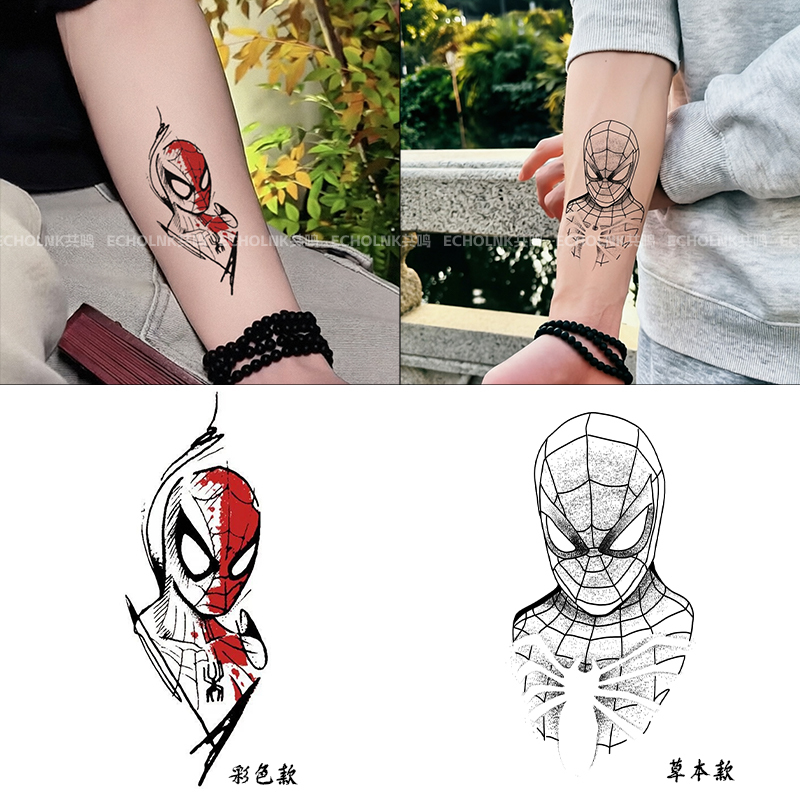 Trendy and Cool Personalized Spider-Man Tattoo Stickers, Waterproof and Long-Lasting Arm Simulation Tattoo Stickers, Marvel Character Painted Stickers