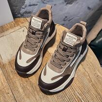 Red Qingting Spring Shoes Sports Dad Shoes Spring Velvet Cotton Shoes Womens 2024 Early Spring New Genuine Leather Versatile Suit