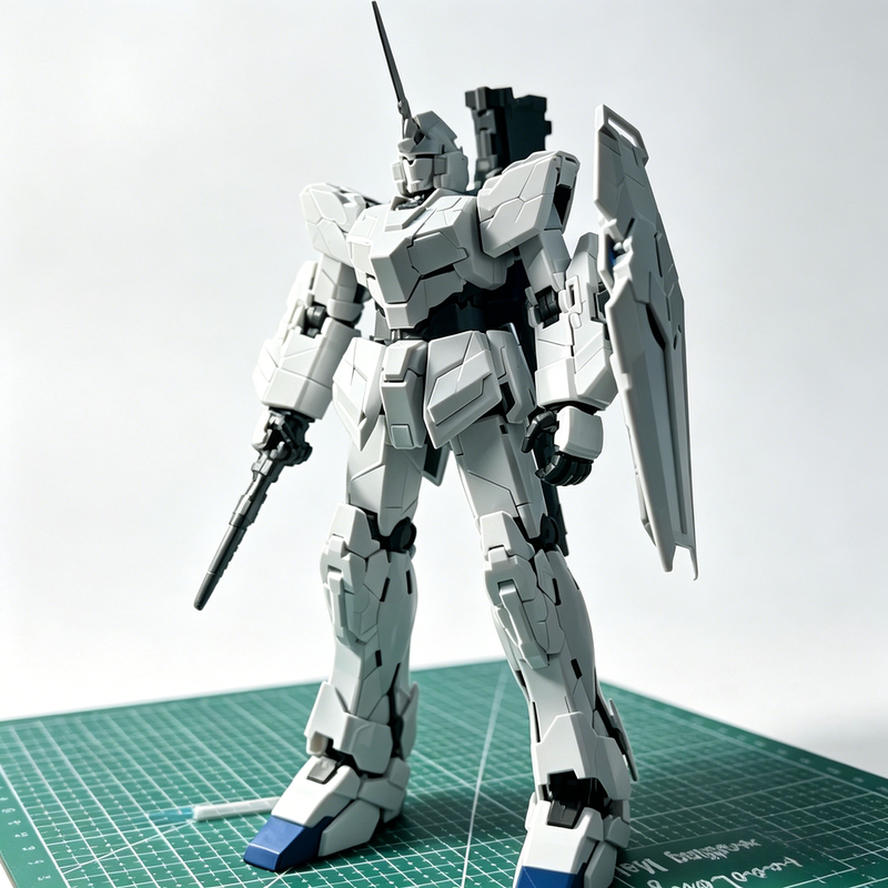 Mg1:100 Unicorn 6637 White and Blue Color Scheme, Transformable with Destructible Armor, Mecha Assembly Model