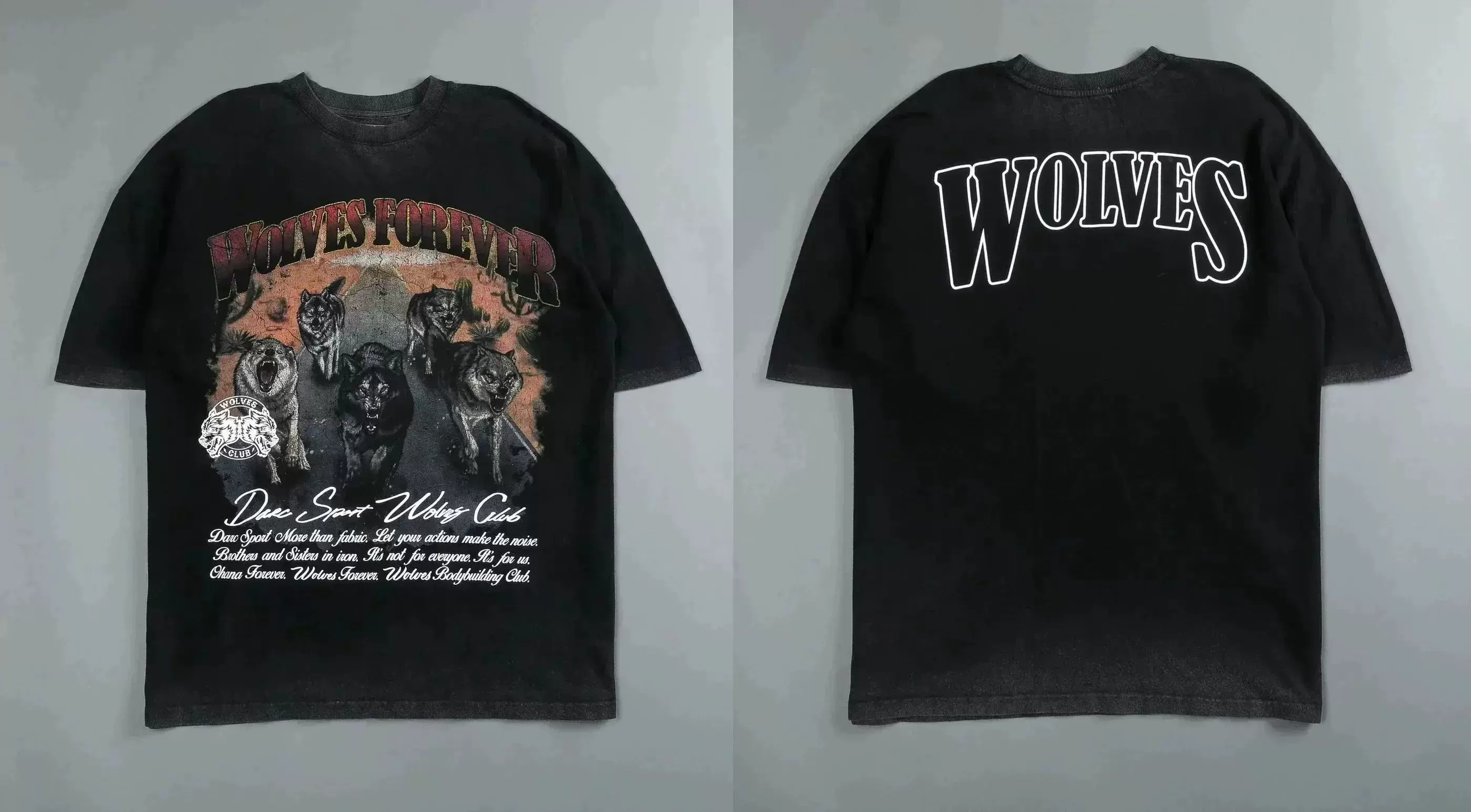 Darc Wolf Спортивная футболка Oversized Печать футболка для тренировок