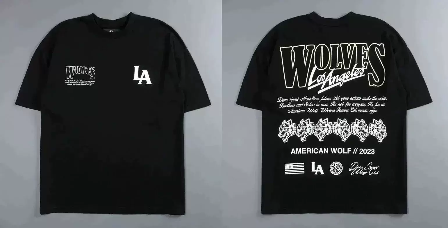 Darc Wolf Спортивная футболка Oversized Печать футболка для тренировок