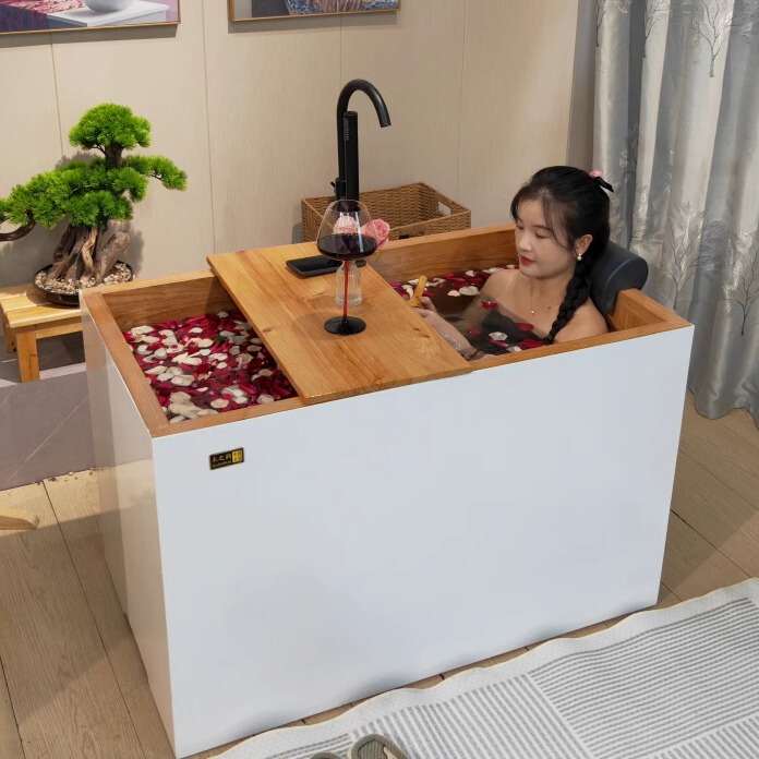 Muzhirun Wooden Bathtub Small Apartment Bath Wooden Bucket Deep Household Sitting Independent Mini Japanese Style Adult Bath Bucket