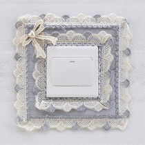 Fabric decorative sticker light switch frame wall sticker European style single open double open socket lace cover switch protective cover