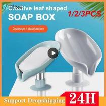 1 2 3PCS Transparent Leaf Shape Soap Box Drain Soap Holder