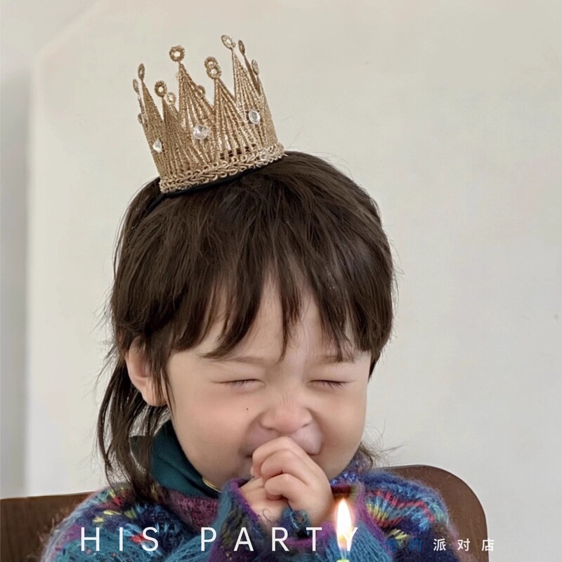 Golden Crown Prince Headwear Boy's Birthday High-End Party Adult Ceremony Photo Decoration Props Golden Crown Prince Headwear Boy's Birthday High-End Party Adult Ceremony Photo Decoration Props