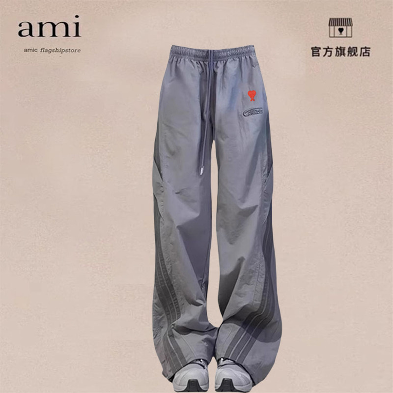 Authentic Amic American-Style Striped Sports Cargo Pants for Men and Women, Loose Wide-Leg Straight Pants, Hip-Hop Quick-Dry Outdoor Pants, Trendy