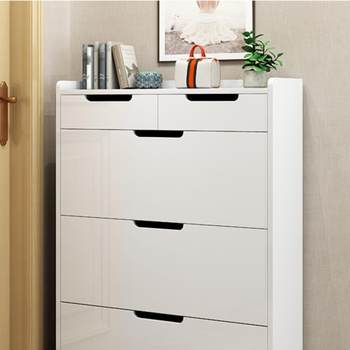Modern simple shoe cabinet household door ultra-thin 17cm turntable shoe cabinet narrow foyer cabinet white large capacity storage tool