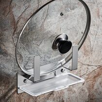 No punching pot cover rack 304 stainless steel wall-mounted storage rack with water tray kitchen cutting board chopping board storage rack