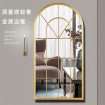 French cream style light luxury entrance door arched stainless steel Changhong glass screen partition living room entrance creative