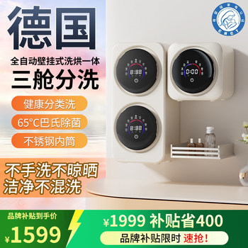 Wall-Mounted Dual-Tank Washing Machine for Underwear, Mini Small Fully Automatic One-Machine-Three-Tub Sock-Style Small Washing Machine