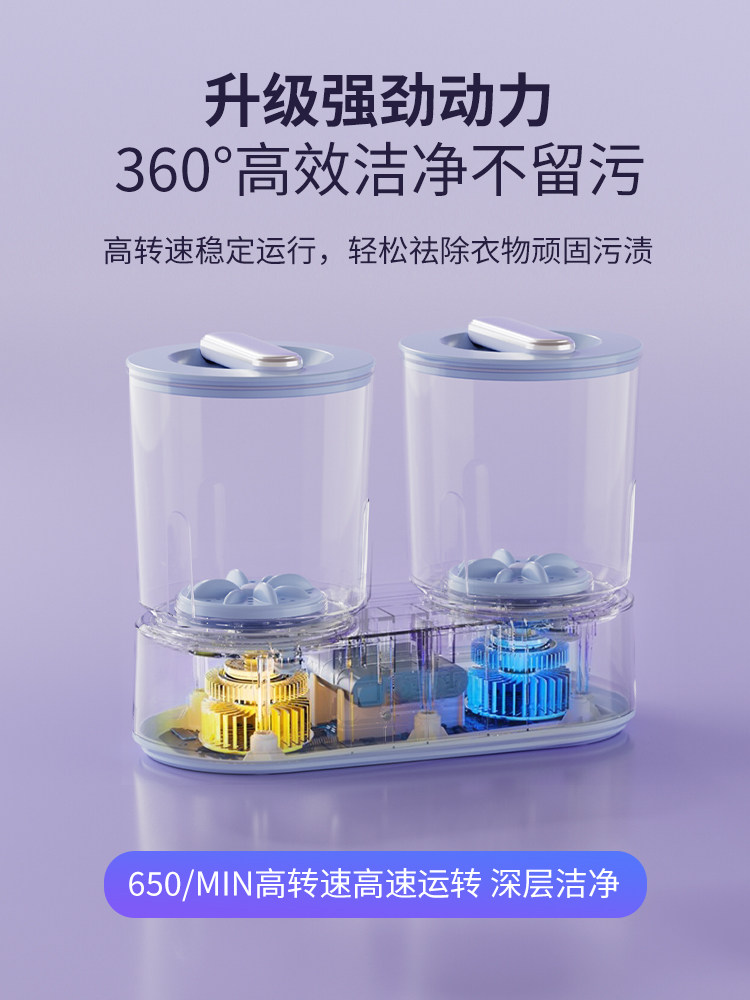 Double-Cylinder Small Washing Machine for Washing Underwear, Mini Automatic Washing Machine with Two Tubs for Socks