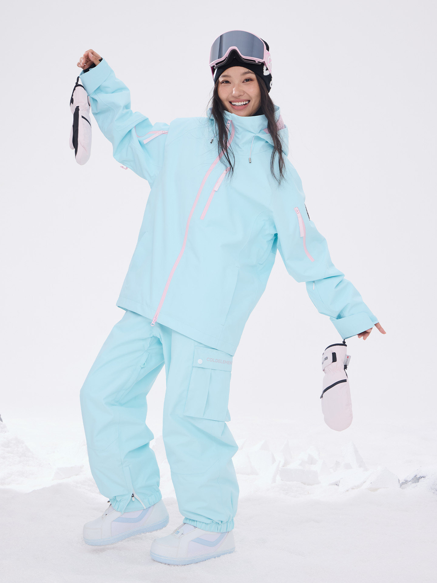 Coldelement Windproof and Waterproof Ski Suit Set for Women, Warm Snowboard Jacket and Pants Set, Complete Set of Equipment