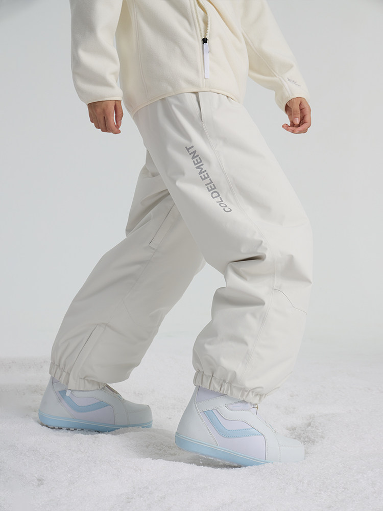 Coldelement Ski Pants for Women and Men, Warm, Snowboard, Waterproof, White, Windproof, Professional 3L Loose Pants, Snow Wear