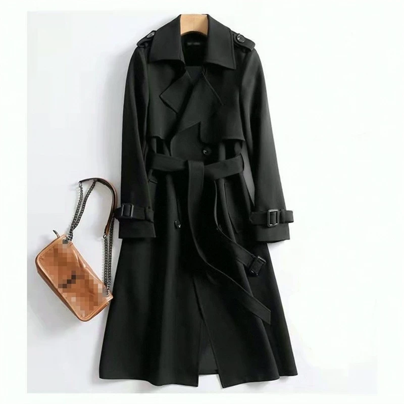 Длинный осенний trench coat, до середины икр, корейский стиль, плюс размер, для подростков