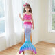 Children's Mermaid Tail Swimsuit Summer Three-Piece Set for Girls, Princess Dress Bikini, Split Hot Spring Swimwear