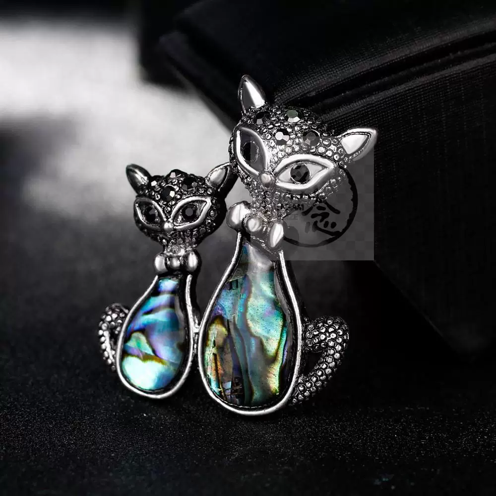 [.Ювелирные изделия модная личность милый Love Cat брошь перламутр]