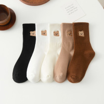 Bear Embroidery Ssocks Cute Funny Women Socks Japanese Haraj