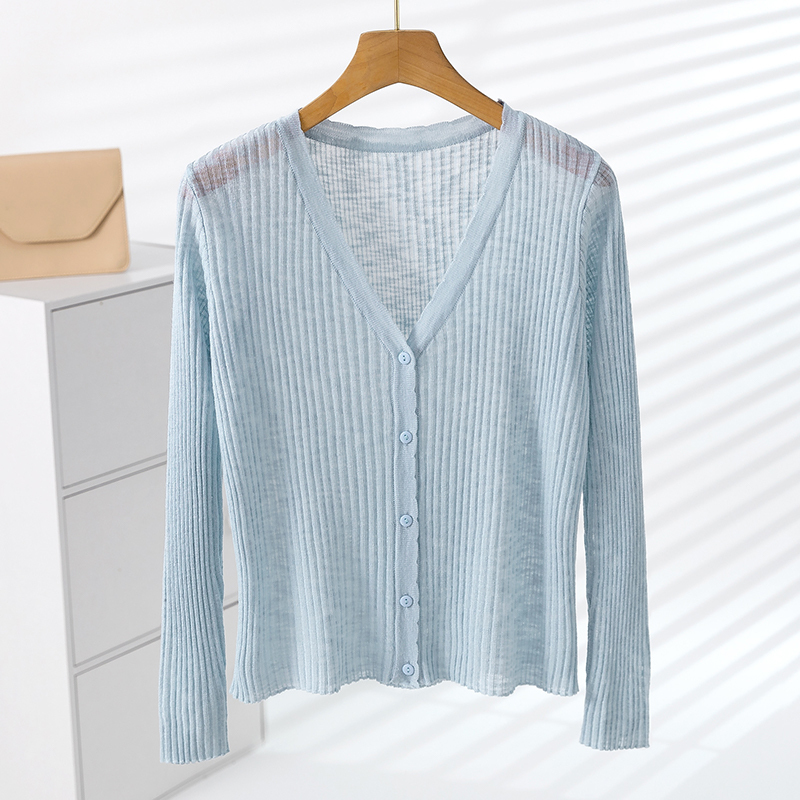Summer Ice Silk Knit Cardigan for Women, Thin Style, Popular with Slip Dresses, Outerwear Shawl, Cape, Blouse, Jacket