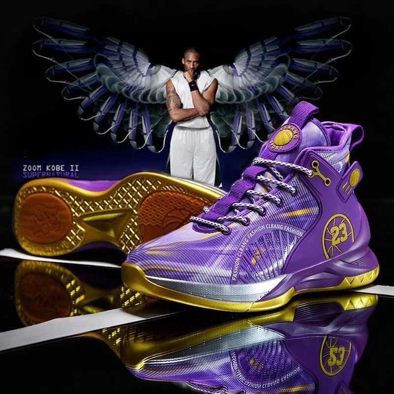 Kobe Bryant Basketball Shoes Men's James No. 23 Wear-Resistant Practical Friction Sound High-Top Sneakers for Primary and Secondary School Students Kobe Bryant Basketball Shoes Men's James No. 23 Wear-Resistant Practical Friction Sound High-Top Sneakers for Primary and Secondary School Students