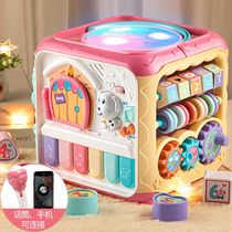 Baby large hand drum music drum drum childrens hexahedral educational rechargeable drum 0-1 year old baby toy