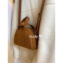 Buckskin velvet bag 2023 winter new Korean single shoulder diagonal pillow bag bowling womens bag C08