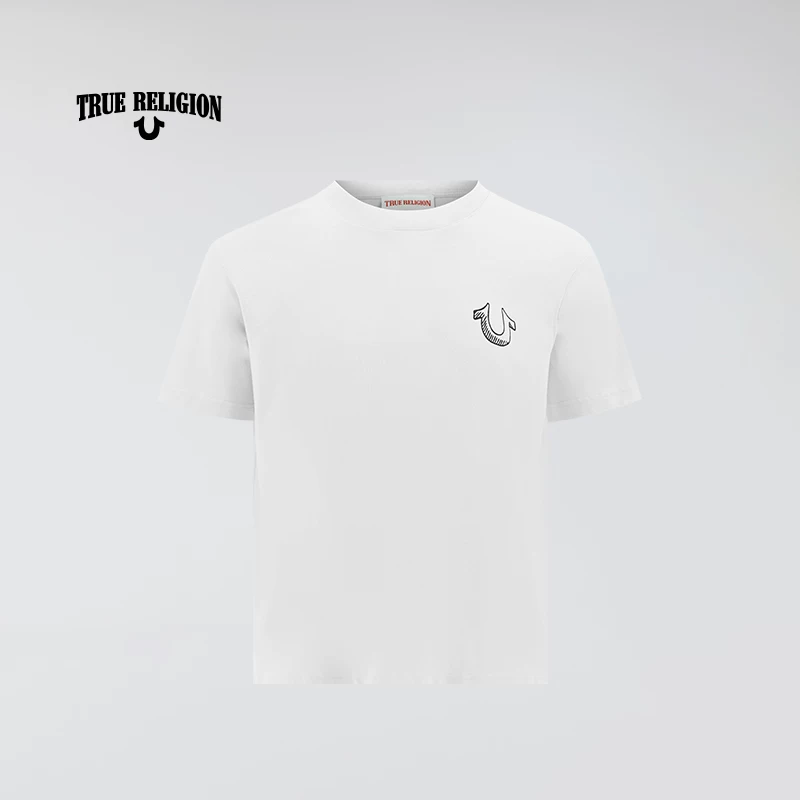 Футболка с короткими рукавами TrueReligion в стиле бойфренд, весна-лето, 100% хлопок, надпись, повседневный стиль, новый стиль лета 2024