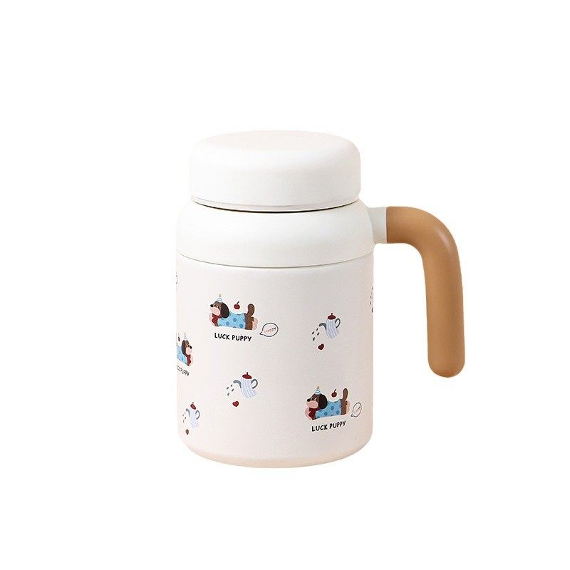 Luonuo Original Puppy ins Coffee Cup Large Capacity Women's Cup Double Drinking Straw Insulated Cup Official Genuine Product