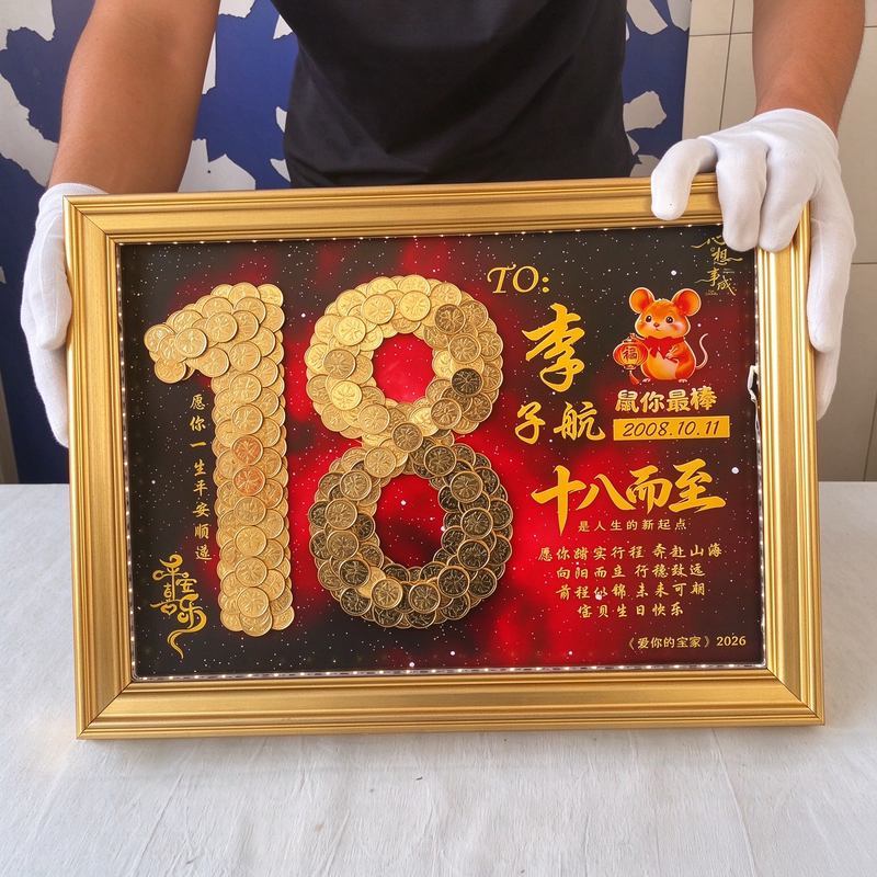 18-Year-Old Coming-Of-Age Ceremony Coin Photo Frame Birthday Gift DIY Handmade Custom Decoration Material Kit Creative Gift for Friends 18-Year-Old Coming-Of-Age Ceremony Coin Photo Frame Birthday Gift DIY Handmade Custom Decoration Material Kit Creative Gift for Friends