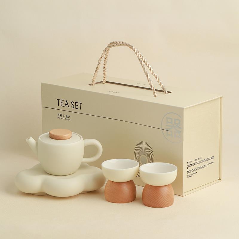 Kung Fu tea set set set of light luxury high-end teapots simple one pot and two cups gift boxes for best friends