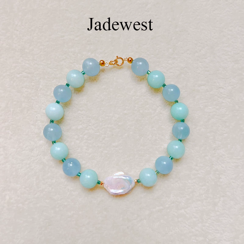 Очищенная JADE WEST органический браслет с бусинами, золото 750 пробы, китайский стиль, стиль легкой роскоши