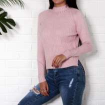 Sweater autumn and winter round neck solid color long-sleeve