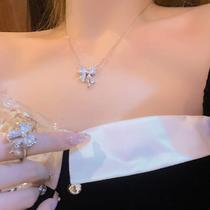 Bow tie love four-pointed star zircon necklace for women ins niche design fashionable exquisite versatile high-end jewelry