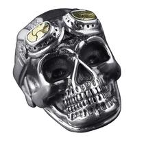 Temu hot selling cross-border new jewelry retro craft mens fashion glasses skull shape ring