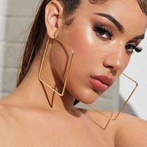 European and American trendy fashion alloy Korean big-name exaggerated nightclub square large circle hoop earrings for women pendants for women