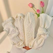 Super fairy white pearl hairband for women Korean lace headband wide-brimmed hairpin for women with bow hairpin hairpin on the back of the head.
