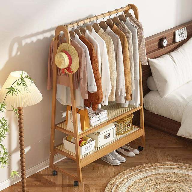 Clothes hanger floor-standing household bedroom at night put clothes by the bed artifact non-solid wood simple storage clothes rack
