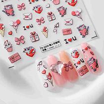 Tiesu new technology simple and cute thin tough three-dimensional nail art stickers nail accessories TS-2208 Valentines Day Cat