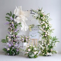 Purple Arch Floral Wedding Background Decoration White European Pastoral Outdoor Event Ceremony Travel Photography Simulated Artificial Flowers