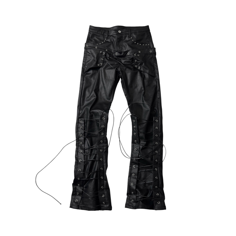 Saxgenwon「Sgw」“K Dash” Double Waistband Metal Washed and Waxed Fitted Straight-Leg Jeans