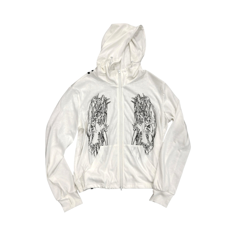 Saxgenwon「Sgw」Dream Core Thorn Sub-Print Hooded Cardigan Sunscreen Cover-Up Snowflake Pattern Jacket Long Sleeve Saxgenwon「Sgw」Dream Core Thorn Sub-Print Hooded Cardigan Sunscreen Cover-Up Snowflake Pattern Jacket Long Sleeve