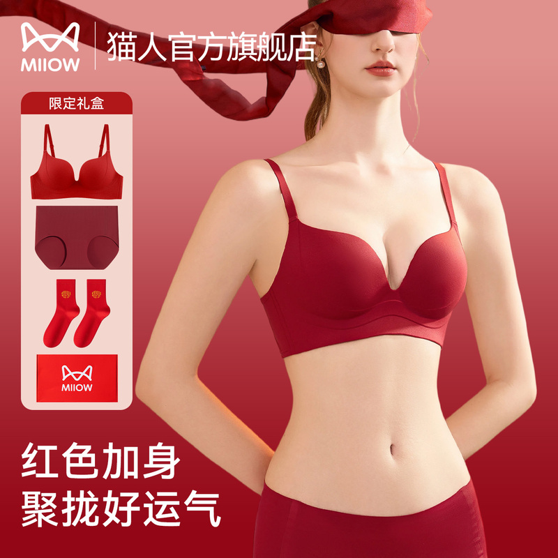 Red Lingerie Set for Women, Small Bust, Push-Up, Enhances Appearance, Wedding, Newlywed, Zodiac Year Bra and Panties Set, Year of the Horse Red Lingerie Set for Women, Small Bust, Push-Up, Enhances Appearance, Wedding, Newlywed, Zodiac Year Bra and Panties Set, Year of the Horse