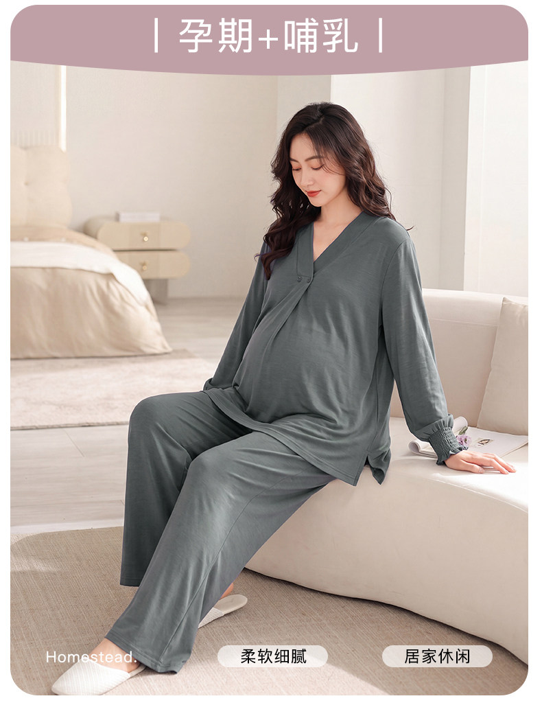 猫人月子服哺乳睡衣2026年新款薄款吸汗产妇专用孕妇喂奶家居服 — 5