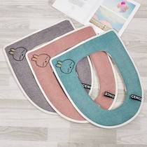 Toilet mat for all seasons three-dimensional extra-large size household ring zipper cartoon style big-eared dog Xiaorong autumn and winter paste