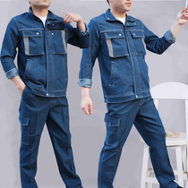 Dirty-resistant and anti-scalding work clothes thin multi-pocket welding wear-resistant tops breathable stand-up collar welder summer denim